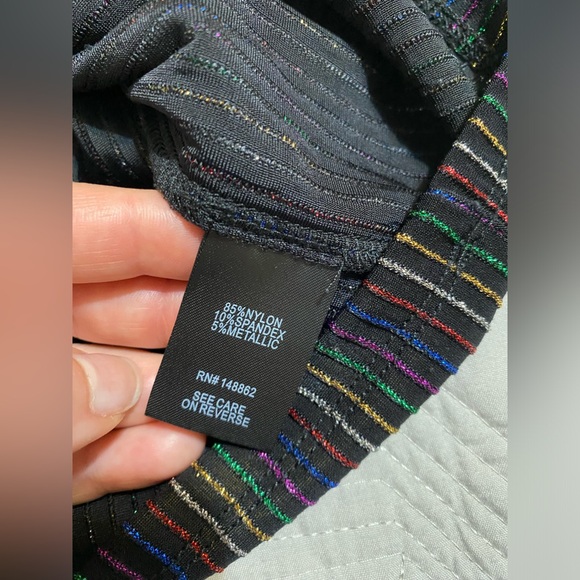 Torrid Black and Rainbow Striped Long Sleeve CrissCross Detail Size 0 (L/12) - Picture 8 of 9